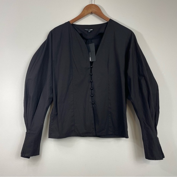 NWT Career Basics Top Button Small Brown Call Me On My Work Phone Cotton Sleeve - Picture 10 of 10